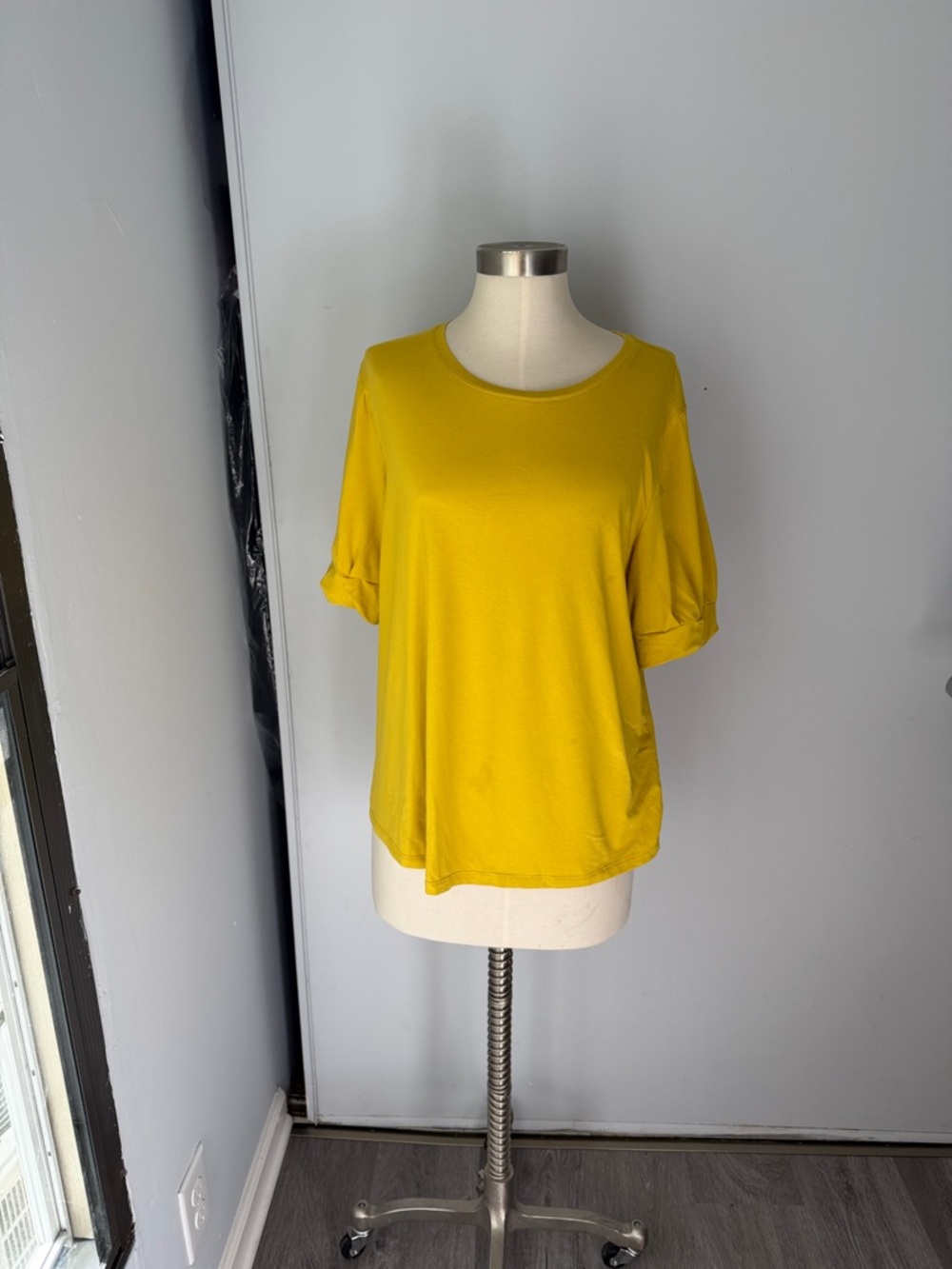 Chico's Bright Mustard Short Sleeve Crew Neck Top